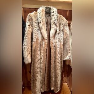 1980s Vintage Lynx Genuine Fur Long Coat Mint Condition